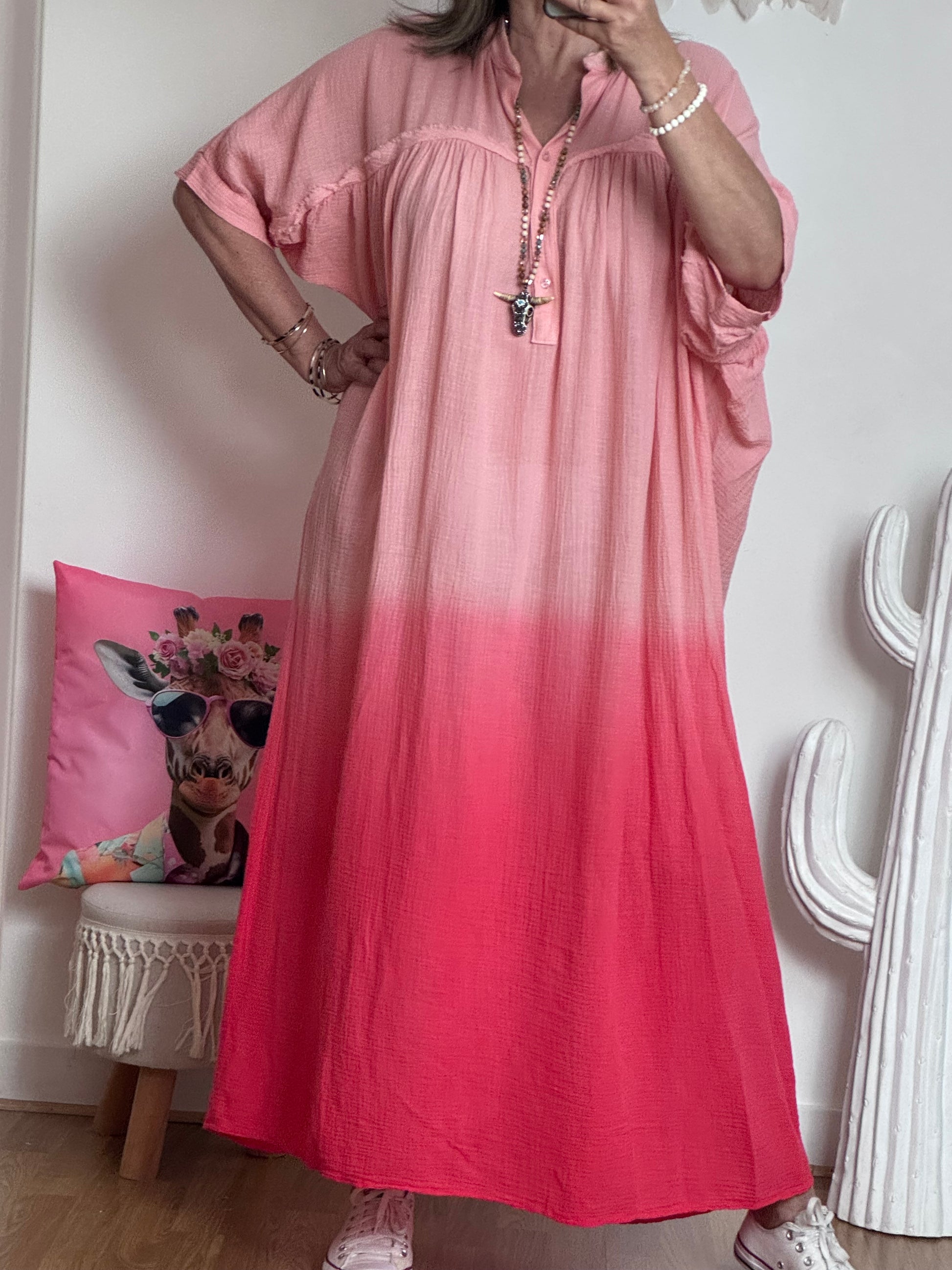 Robe tie and dye pêche/rose