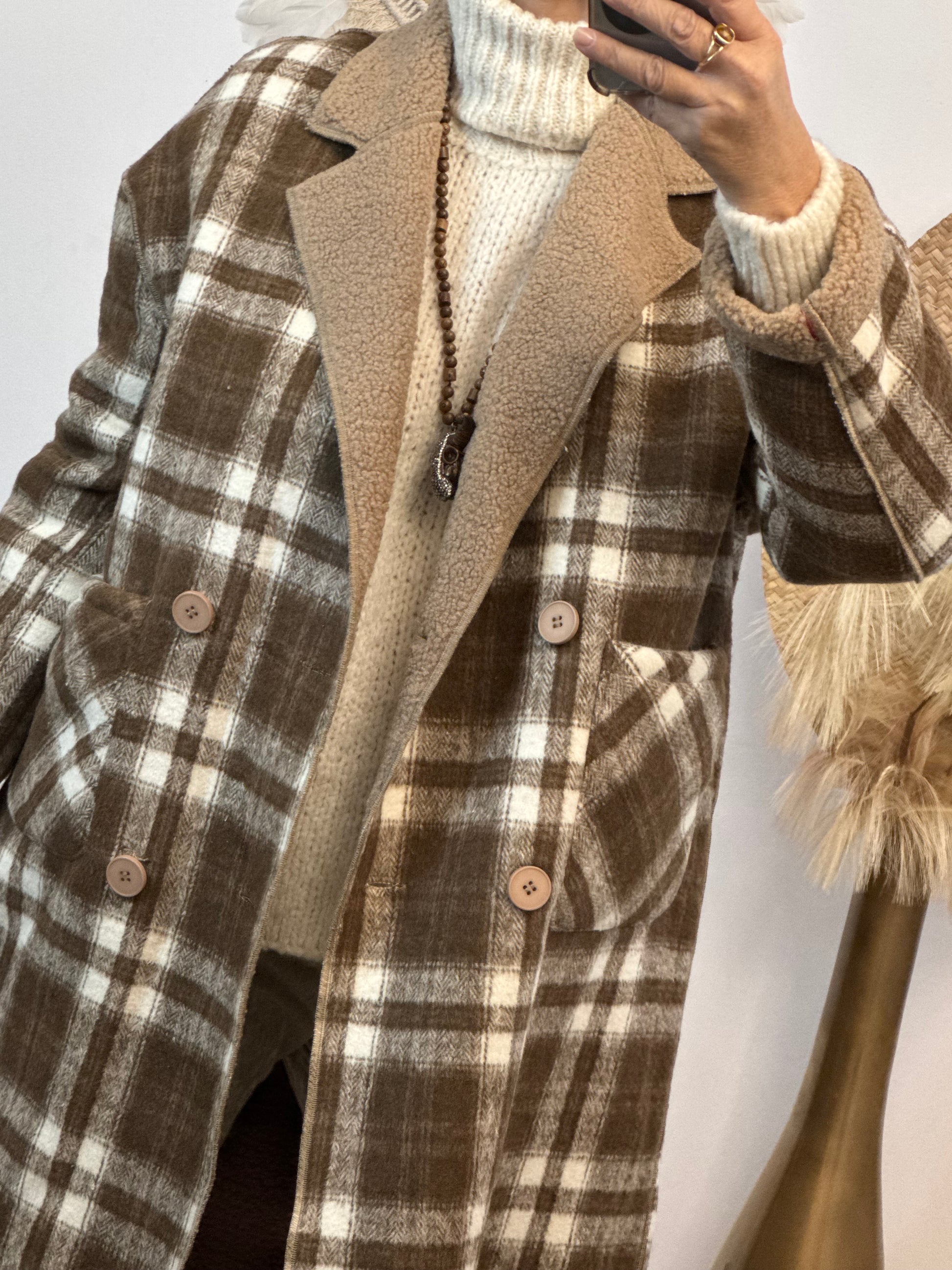 Manteau réversible beige