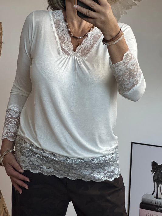 Top dentelle blanc
