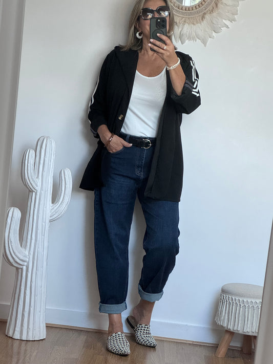 Jeans barrel bleu foncé