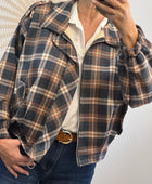 Blouson loose carreaux bleus