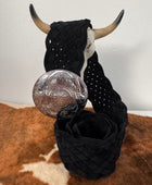Ceinture bohème noire  boucle argentée