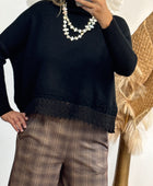 Pull noir broderie TU 38/44