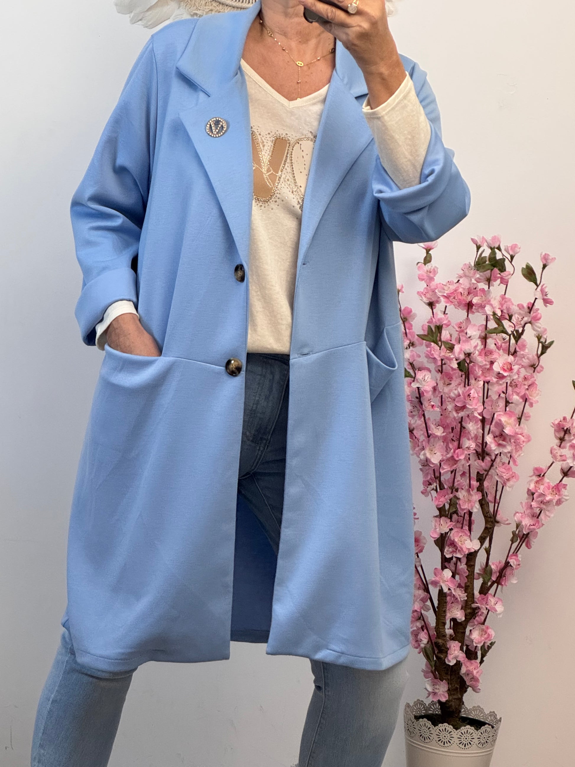 Veste longue Casuel bleue TU 46/52