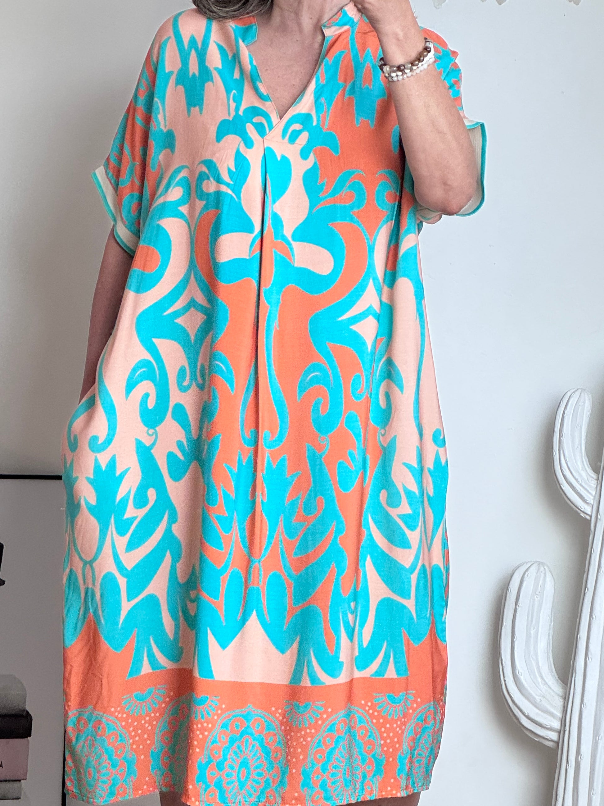 Robe arabesque turquoise /orange TU 40/48