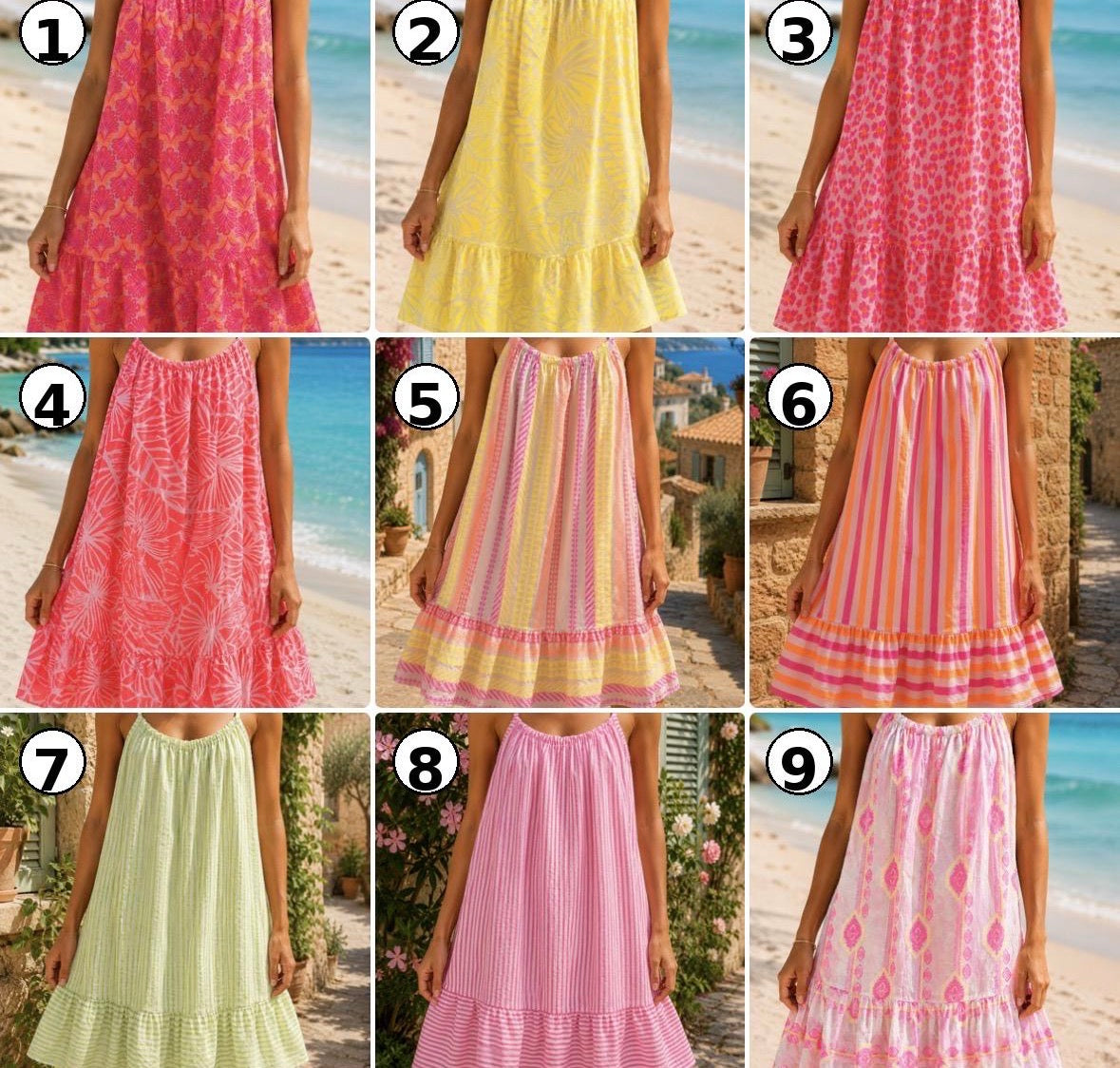 Robe d’été en coton multiples imprimés du 1 au 9