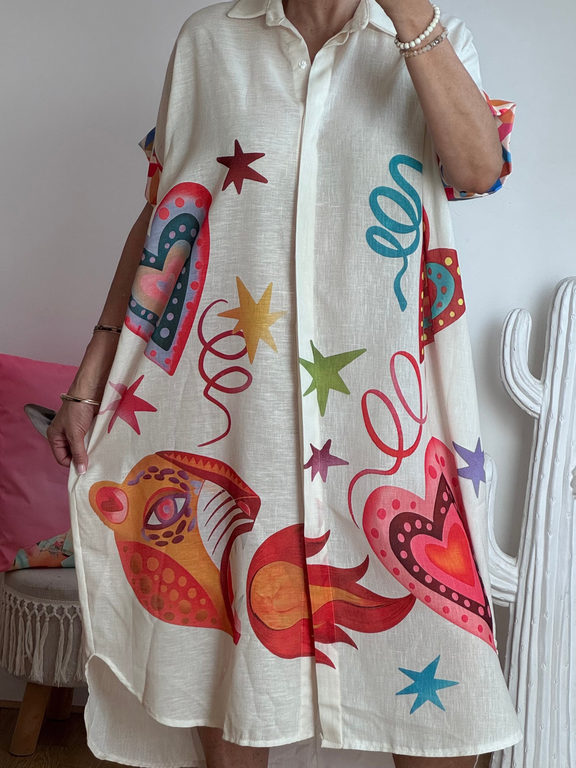 Robe chemise multicolore