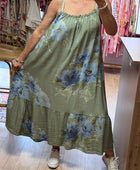 Robe fleurie kaki