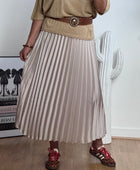 Jupe plissée beige dorée