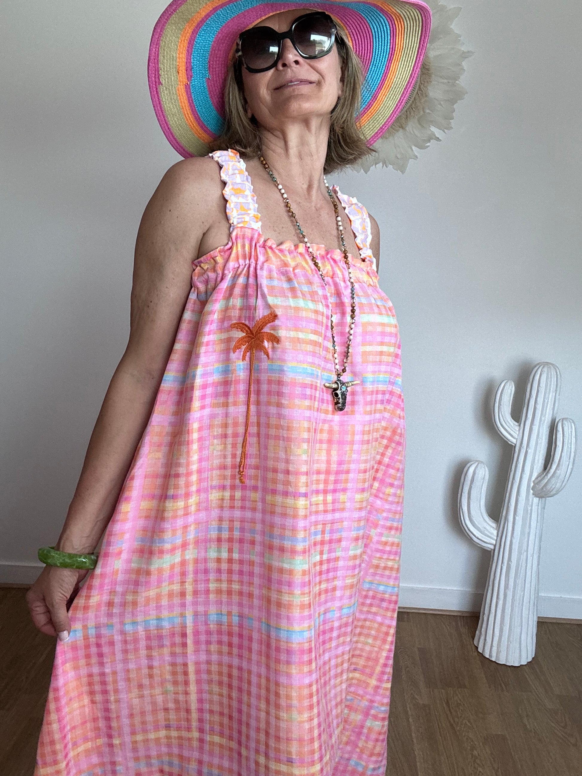 Robe Vichy multicolore fluo