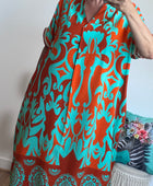 Robe arabesque turquoise et orange TU 40/48