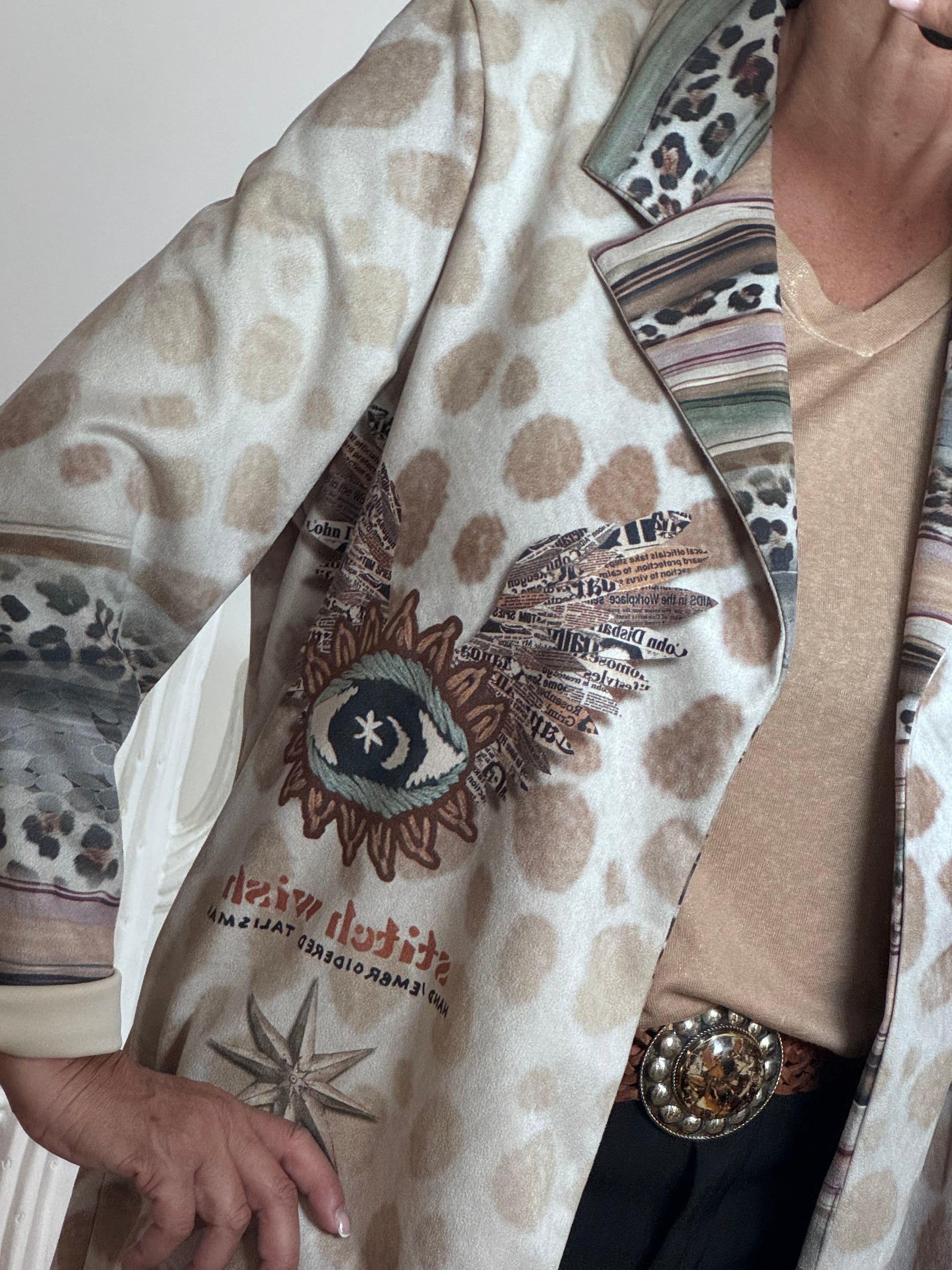 Veste longue bohème suédine