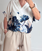 Blouse imprimée marine TU 44/50