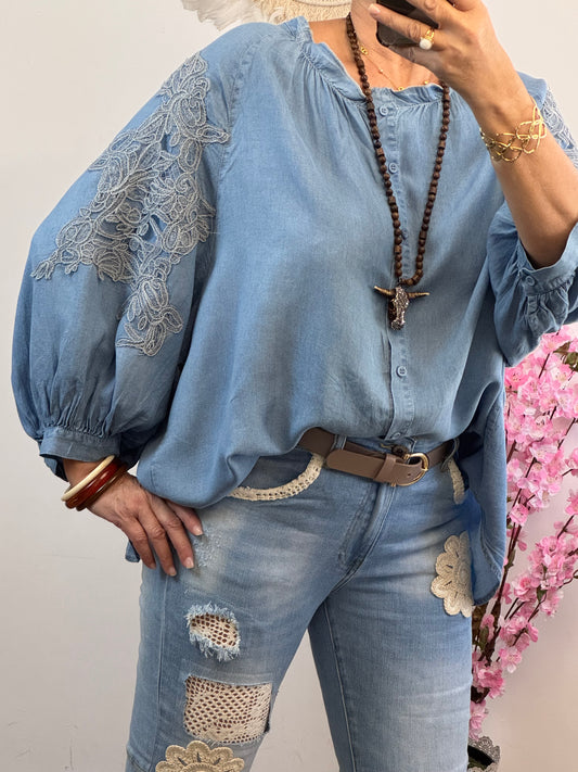 Blouse bohème bleu TU 44/50