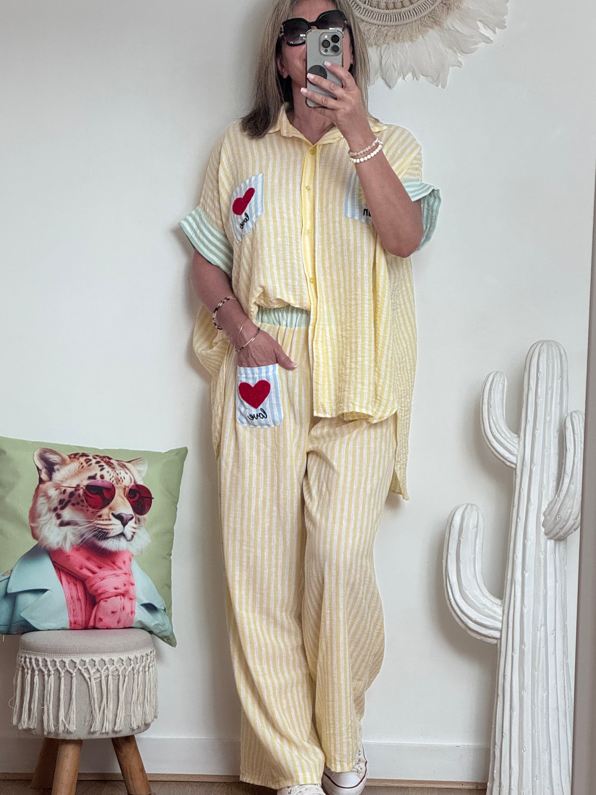 Pantalon rayures jaune