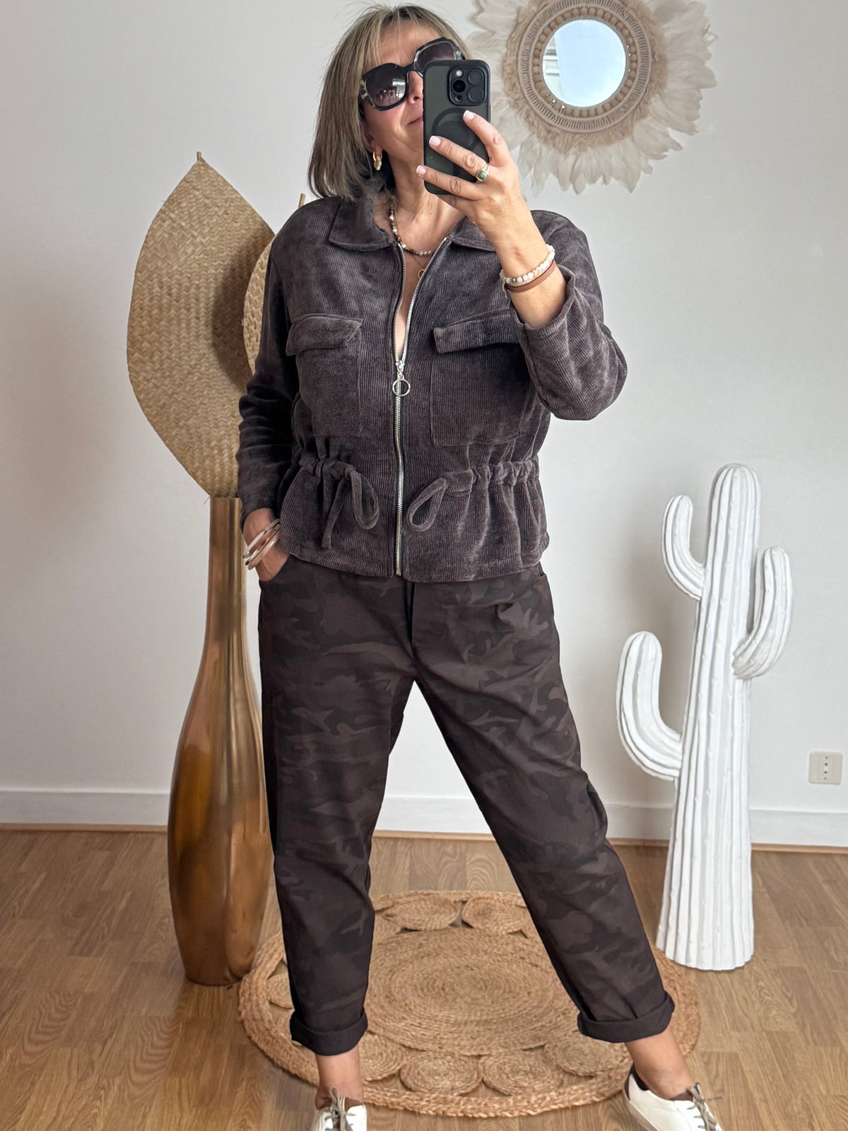 Veste velours milleraie marron