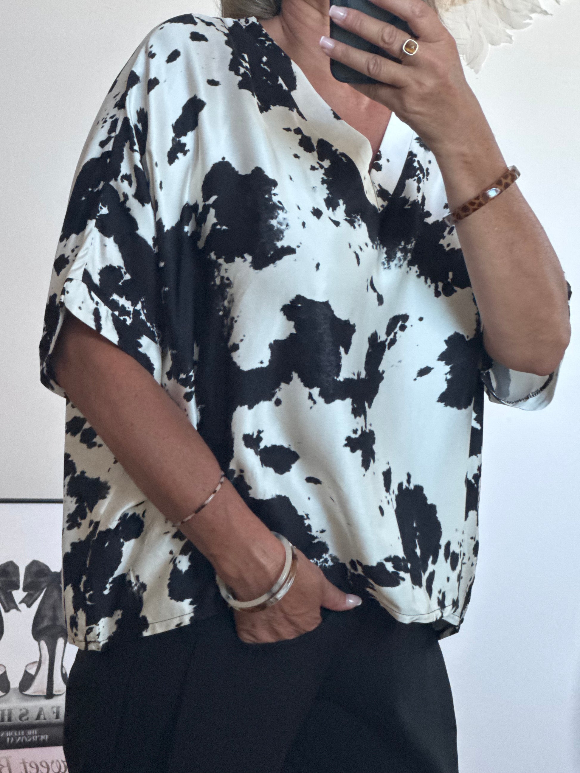Blouse fluide cow noire TU 38/48