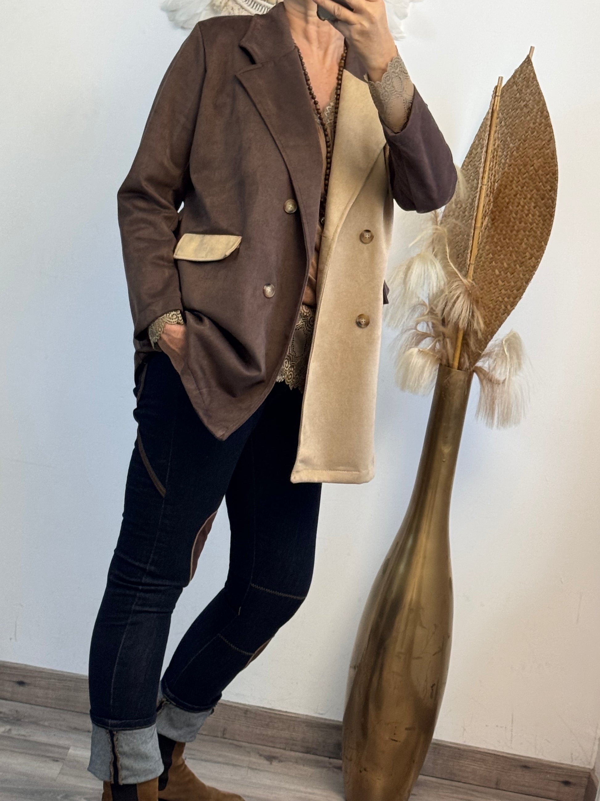 Blazer suédine bi color