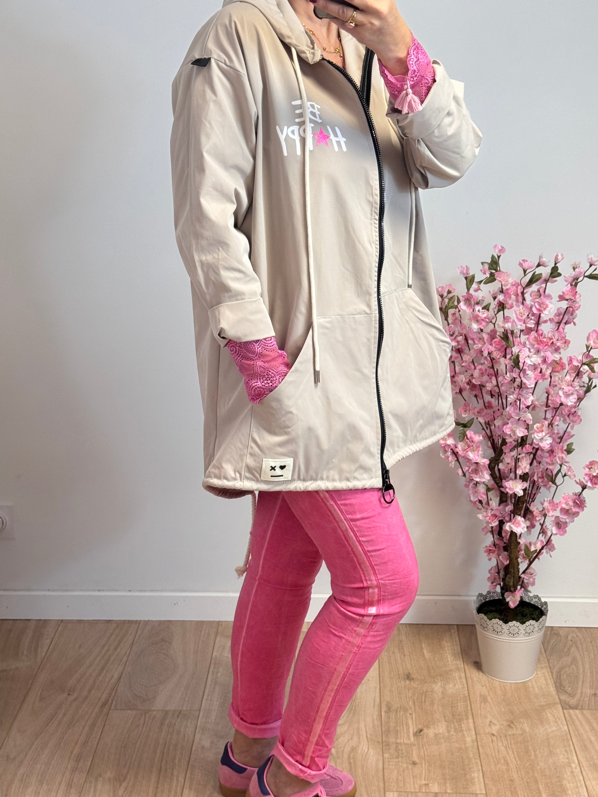 Veste coupe vent Be Happy beige