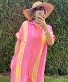 Robe gaze de coton fond Lila