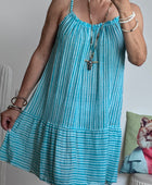 Robe d’été coton tisse turquoise