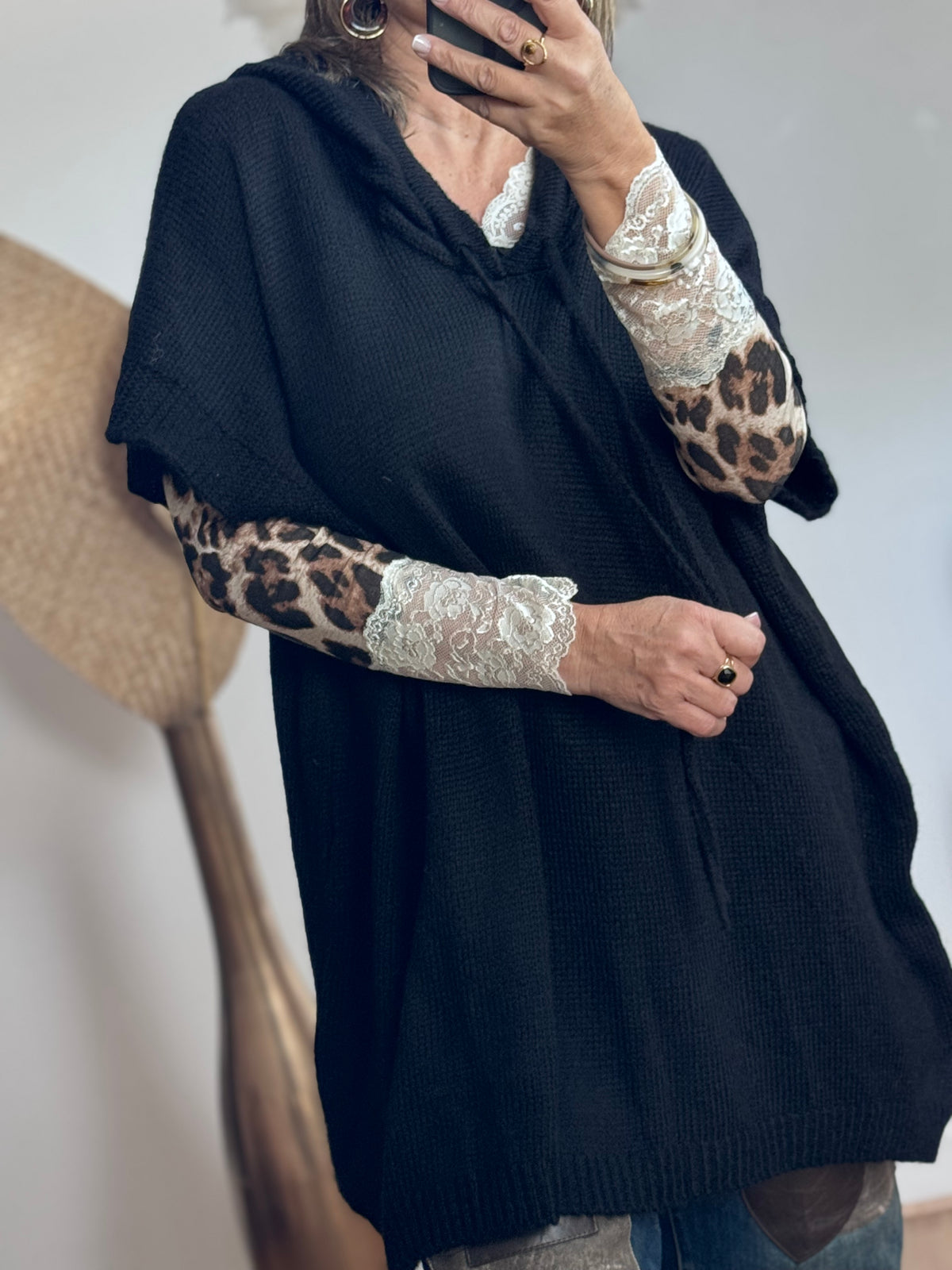Pull oversize noir