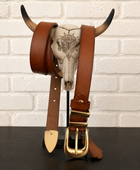 Ceinture cuir véritable camel