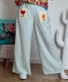 Pantalon rayures verts