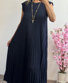 Robe longue plissée marine