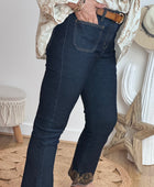 Jean flare bleu brute brodé