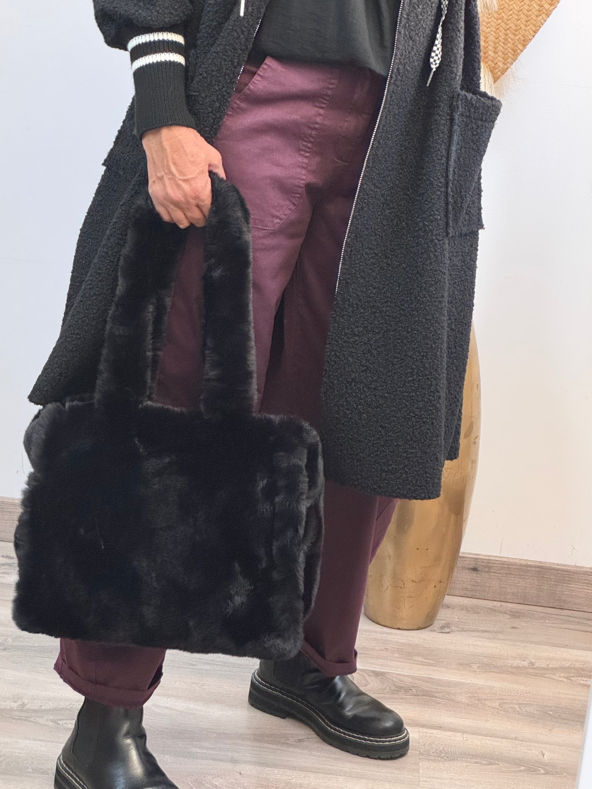 Pantalon barrel lie de vin