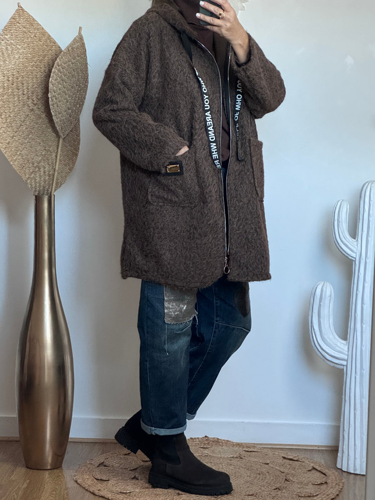 Manteau moumoute marron