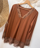 Top dentelle marron moka TU 40/46 et 46/50