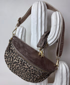 Sac banane cuir véritable Léo et irisé bronze + 2 sangles