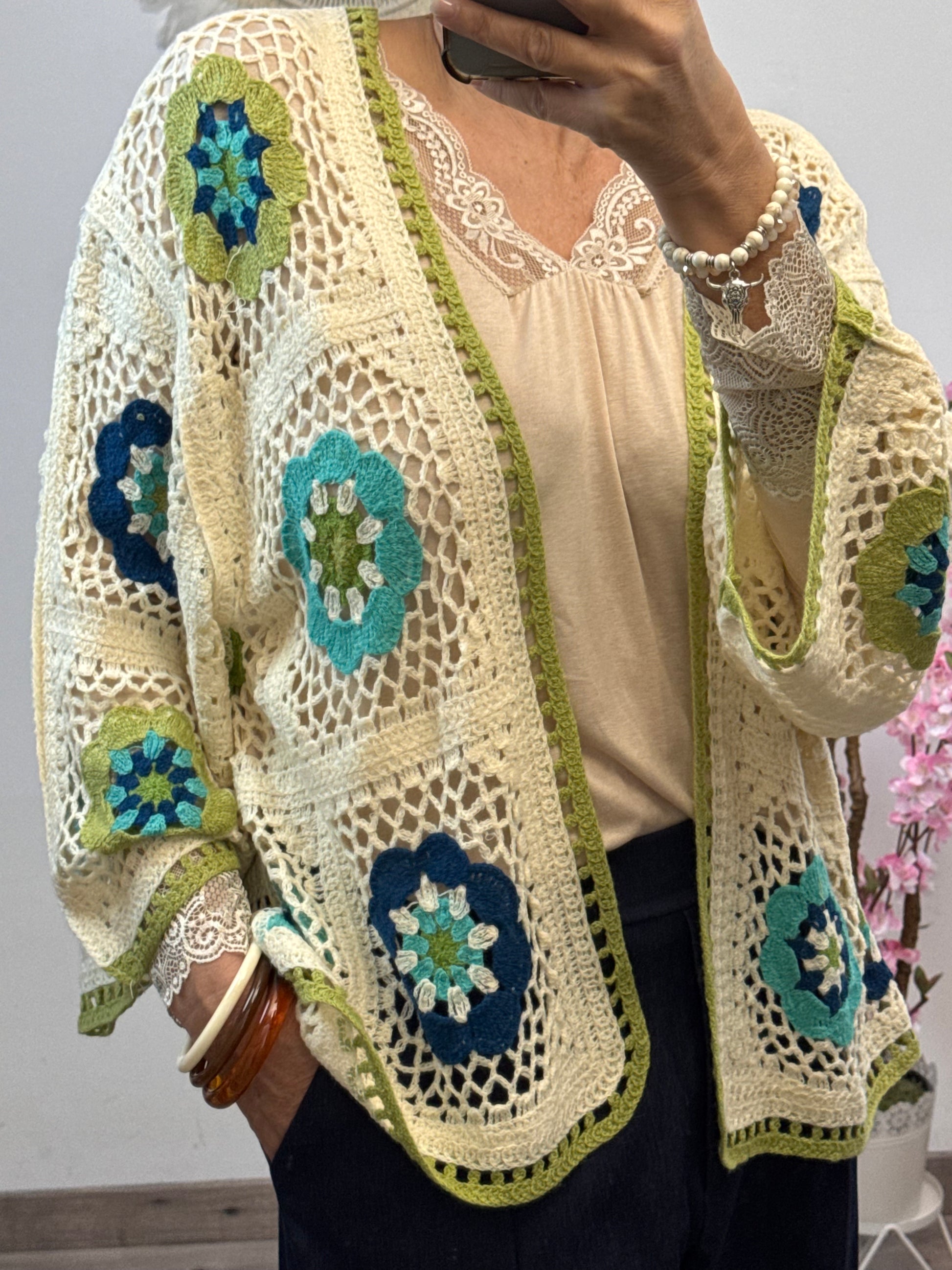 Gilet bohème fleurs TU 42/48