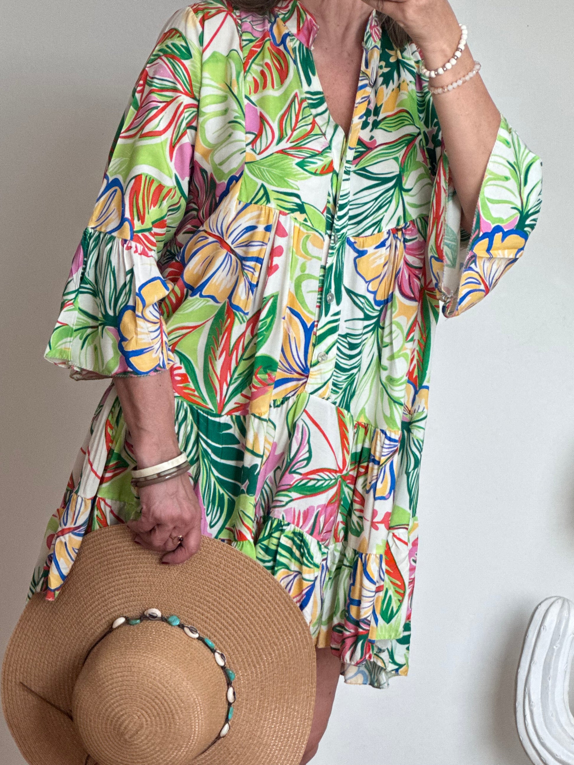 Robe floral vert