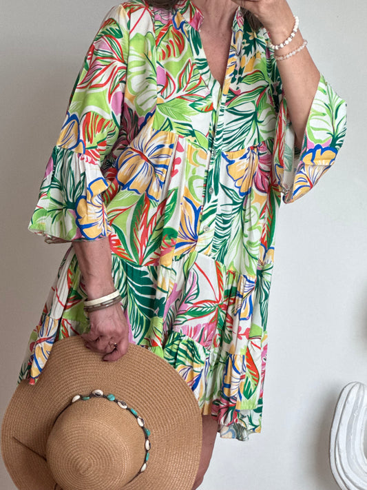 Robe floral vert