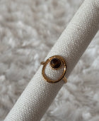 Bague ajustable ovale avec pierre naturelle