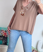 Teeshirt maille fine marron clair TU 36/46