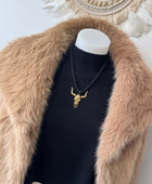 Collier cordelette noire tête de buffle