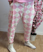 Pantalon jog sarouel jacquard rose