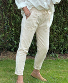 Pantalon confort rayures camel