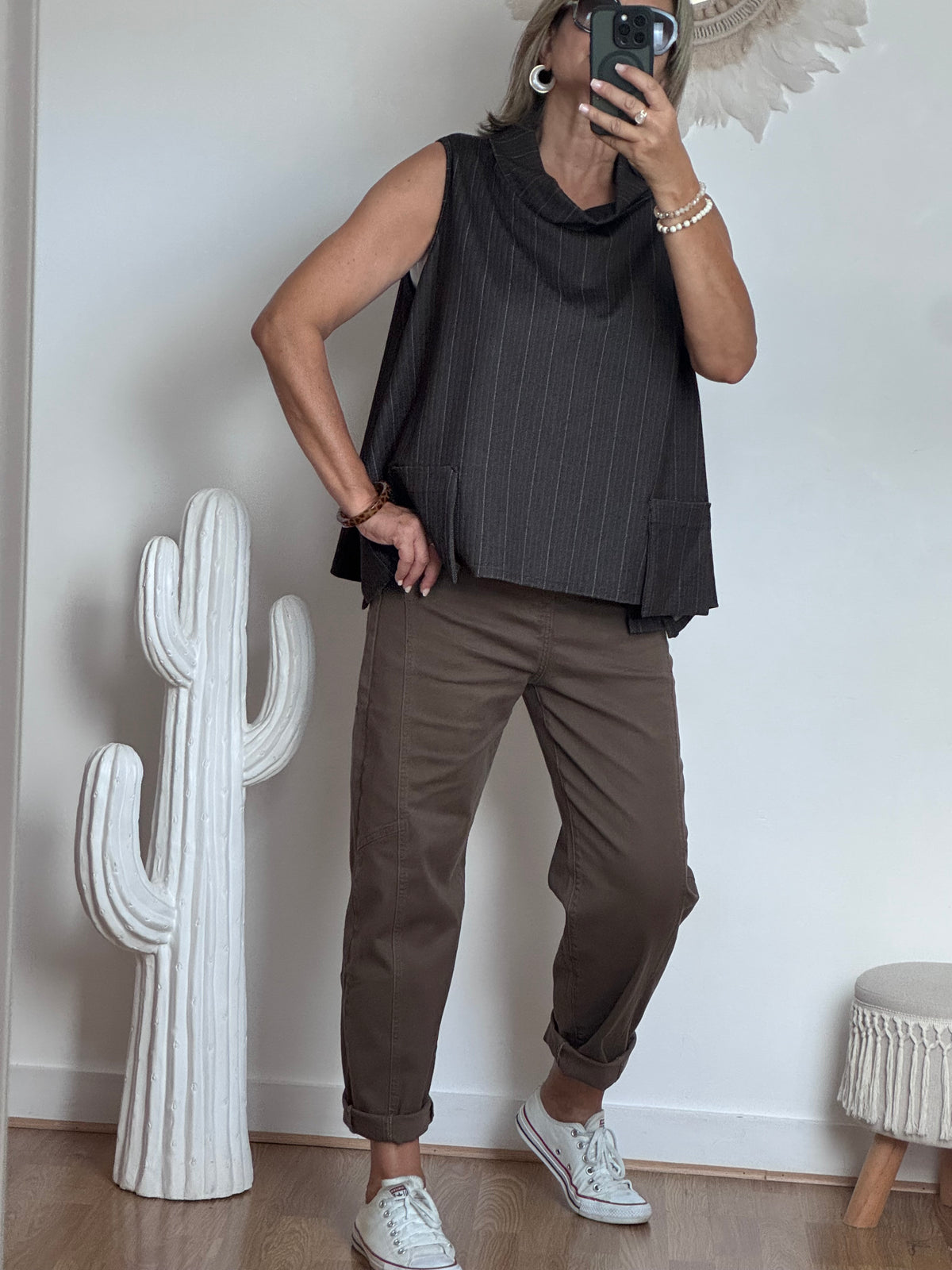 Jeans barrel taupe