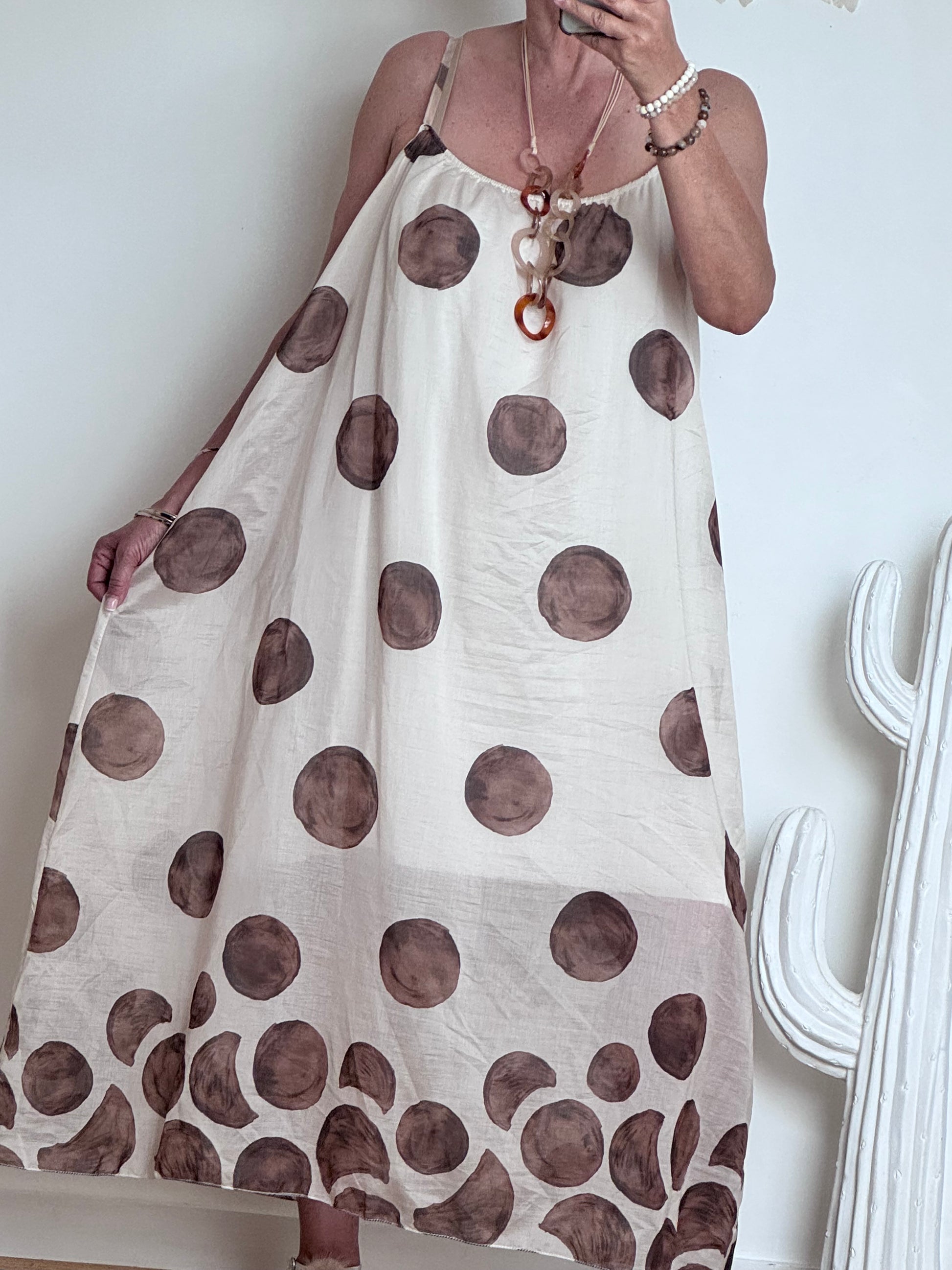 Robe à pois fond crème