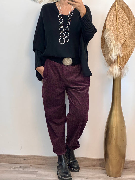 Pantalon Léo lie de vin
