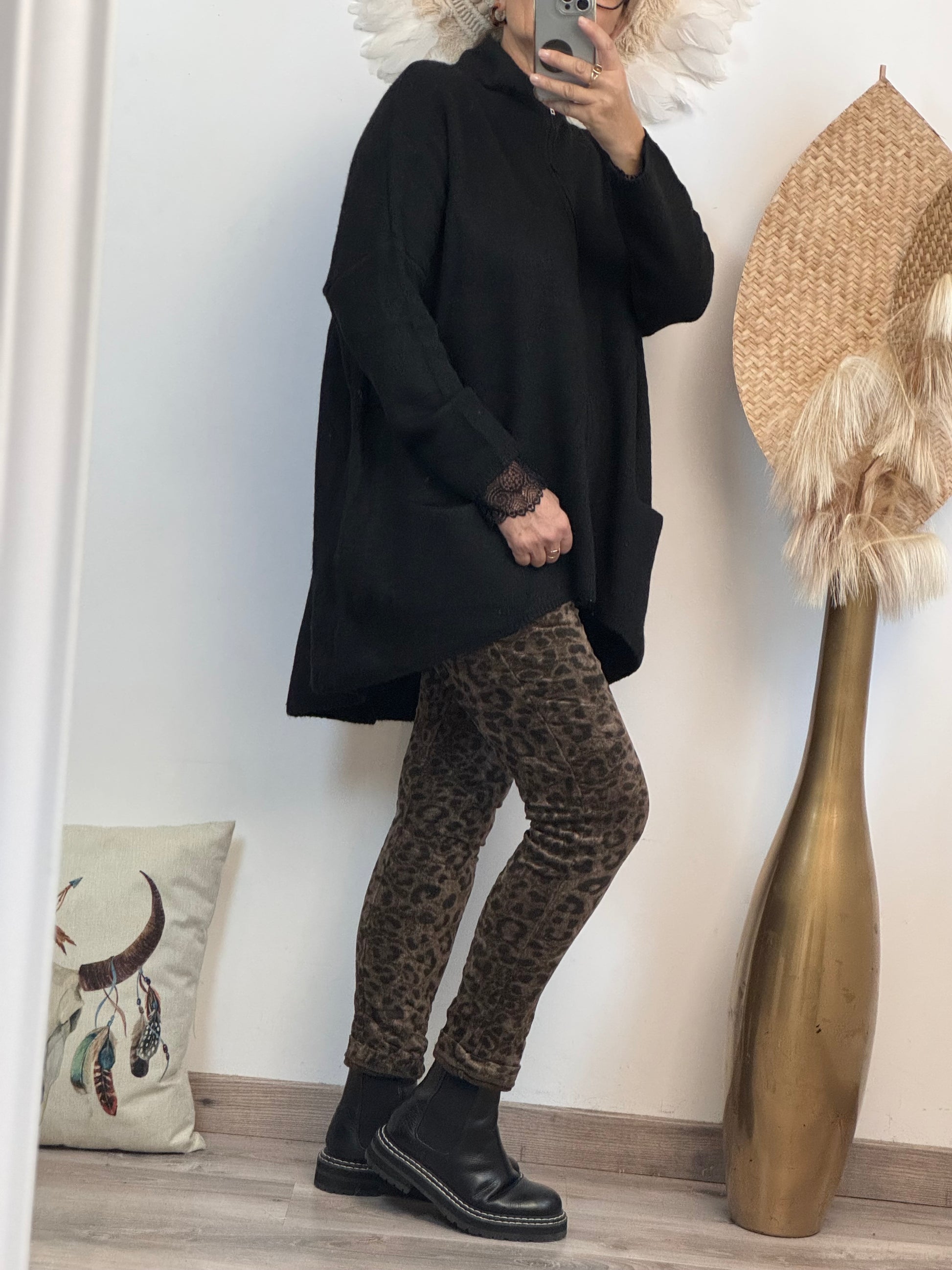 Gilet long oversize noir jolie formes TU 44/50