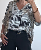 Blouse fluide imprimée noire TU 38/48
