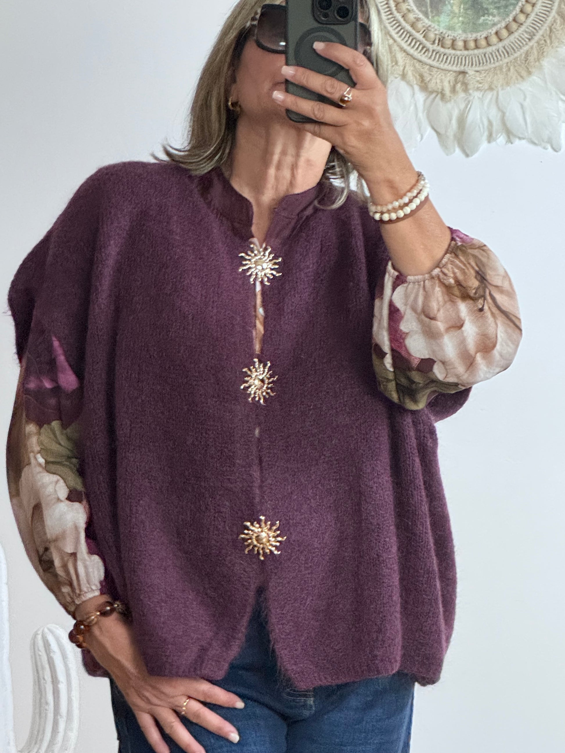 Gilet mohair lie de vin