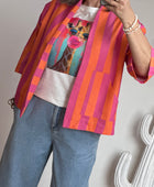 Veste kimono orange et rose