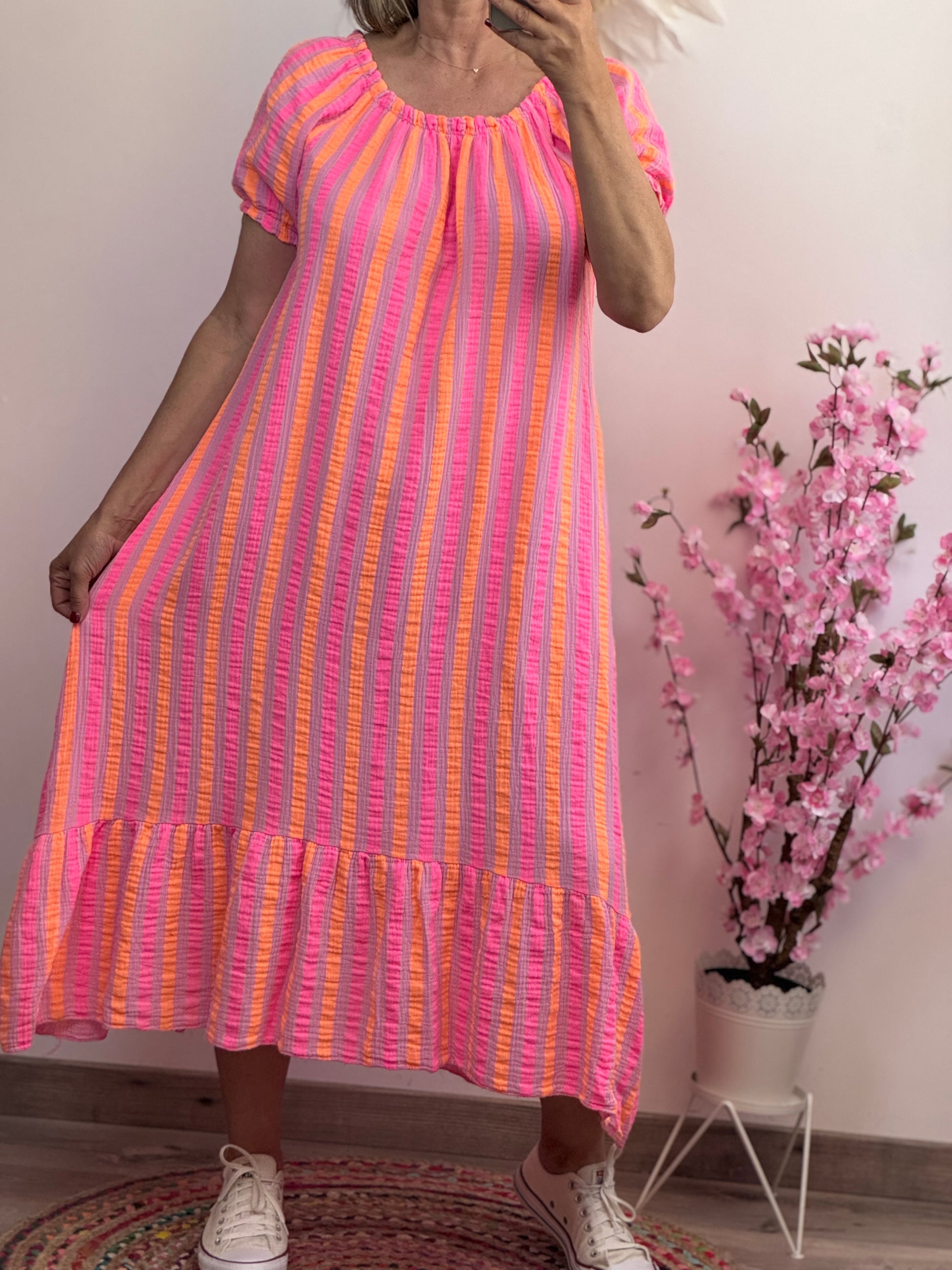 Robe gaz de coton Elsa rose
